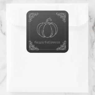 Sticker Carré Halloween Citrouille en argent