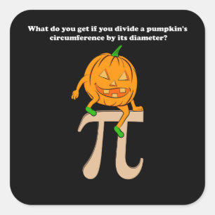 Sticker Carré Halloween citrouille Pi Math