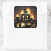 Sticker Carré Halloween - citrouilles effrayants w/Hat (Sac)