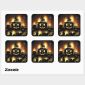 Sticker Carré Halloween - citrouilles effrayants w/Hat (Feuille)