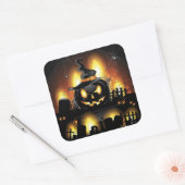 Sticker Carré Halloween - citrouilles effrayants w/Hat (Enveloppe)
