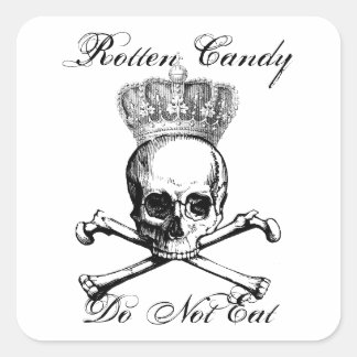 Sticker Carré Halloween crâne vintage et croisés bonbons friandi