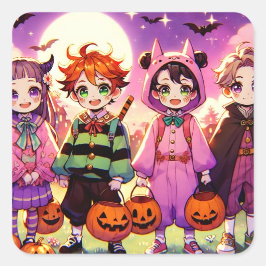 Sticker Carré Halloween d'Anime Kid (Devant)