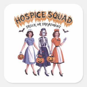Sticker Carré Halloween De L'Équipe D'Hospice Pour L'Infirmière