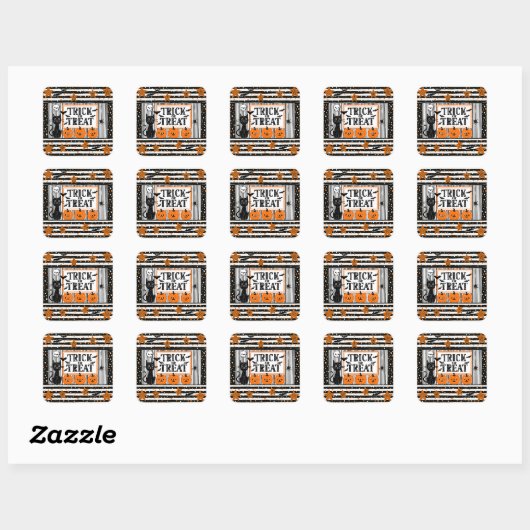 Sticker Carré Halloween des friandises ou un sort (Feuille)