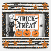 Sticker Carré Halloween des friandises ou un sort (Devant)
