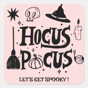 Sticker Carré Halloween drôle Hocus Pocus Witch