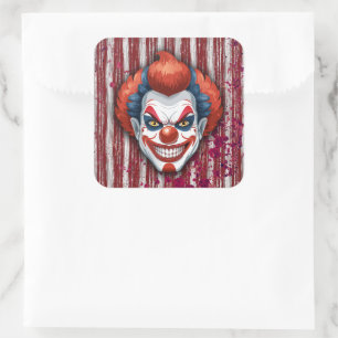 Sticker Carré Halloween du Carnaval de Clown déplaisant