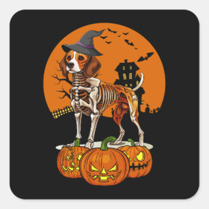 Sticker Carré Halloween du chien beagle