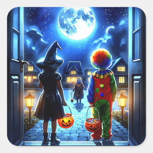 Sticker Carré Halloween Éffrayant (Devant)