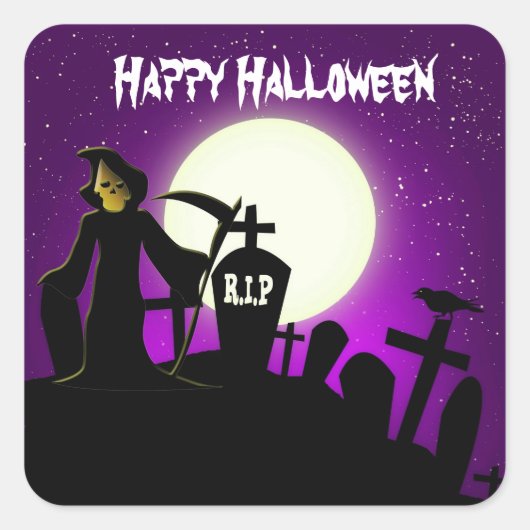 Sticker Carré Halloween effrayant (Devant)