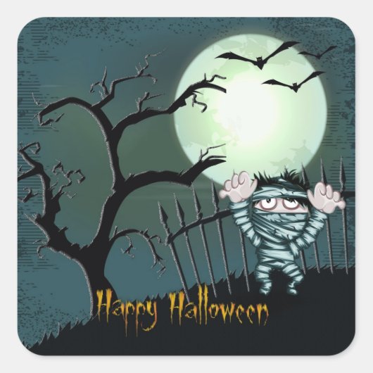Sticker Carré Halloween effrayant (Devant)