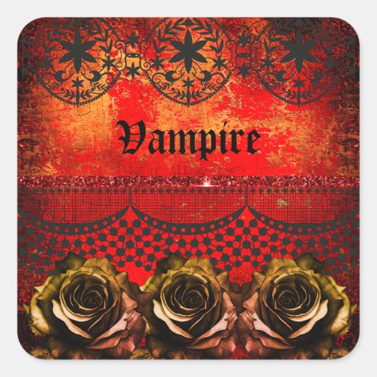 Sticker Carré Halloween éffrayant vampire (Devant)