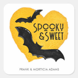 Sticker Carré Halloween Éffrayante et douce chauves-souris volan