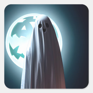 Sticker Carré Halloween fantôme