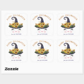 Sticker Carré Halloween florale en or Kitty Face (Feuille)
