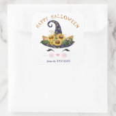 Sticker Carré Halloween florale en or Kitty Face (Sac)