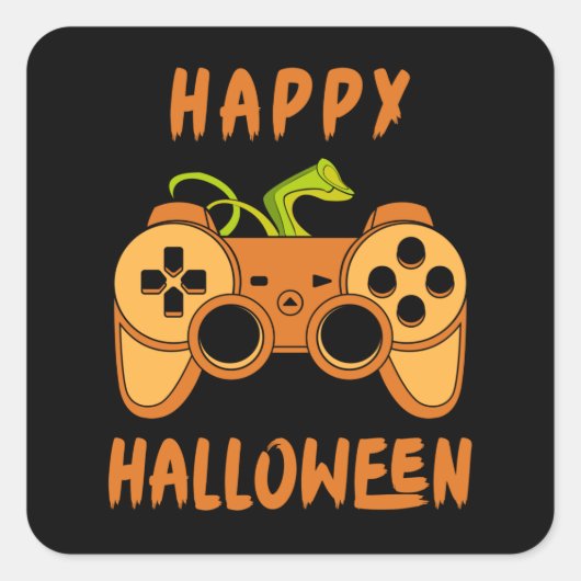 Sticker Carré Halloween Gamer, Joyeux Jeu d'Halloween (Devant)