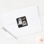 Sticker Carré Halloween Ghost et Tombstone Boo (Enveloppe)