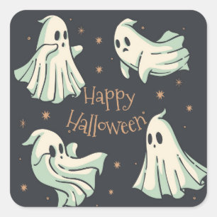 Sticker Carré Halloween Ghost Spooktacular Happy Halloween