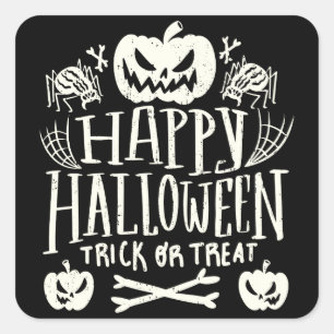 Sticker Carré Halloween heureux, saison Éffrayante drôle