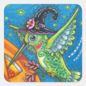 STICKER CARRÉ HALLOWEEN HUMMINGBIRD & JACK-O'-LANTERN WHIMSY (Devant)