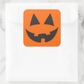 Sticker Carré Halloween Jack-O-Lantern Citrouille Face Sihouette (Sac)