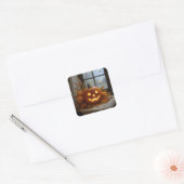 Sticker Carré Halloween Jack-o-Lanterne En Fleurs D'Automne (Enveloppe)