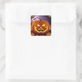 Sticker Carré Halloween Jack-o-Lanterns et chauves-souris (Sac)