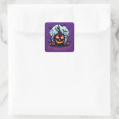 Sticker Carré Halloween Jack O'Lantern Et Bats (Sac)