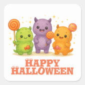 Sticker Carré Halloween Kawaii Monsters & Lollipops (Devant)