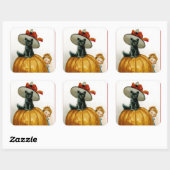 Sticker Carré Halloween Kitty à la mode (Feuille)