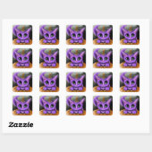 Sticker Carré Halloween Kitty violet (Feuille)
