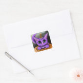 Sticker Carré Halloween Kitty violet (Enveloppe)
