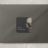 Sticker Carré Halloween, le crâne humain Éffrayant