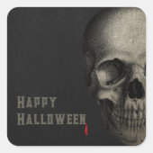 Sticker Carré Halloween, le crâne humain Éffrayant (Devant)