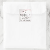 Sticker Carré Halloween Mariage chauves-souris noms et date Carr (Sac)