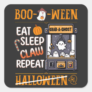 Sticker Carré Halloween mignonne Manger Sleep Machine de ghost C