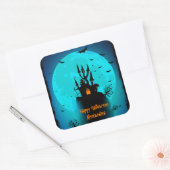 Sticker Carré Halloween noir et bleu effrayant (Enveloppe)