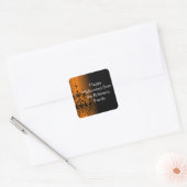 Sticker Carré Halloween Orange/Noir Personnalisé (Enveloppe)