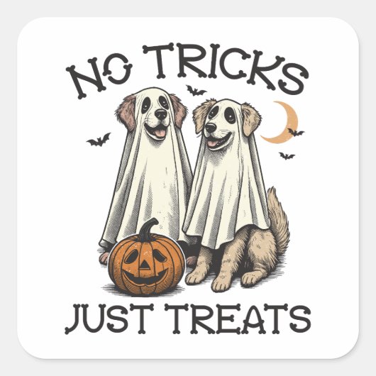 Sticker Carré Halloween Pas De Trucs Juste Traiter Les Chiens Fa (Devant)