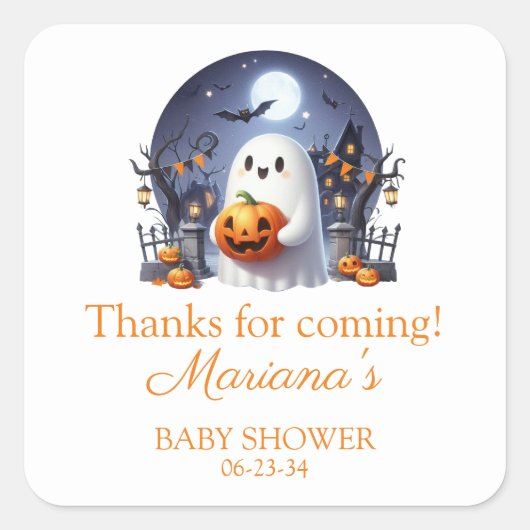 Sticker Carré Halloween Petit Boo Ghost Baby shower (Devant)