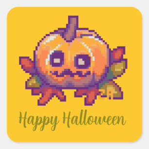 Sticker Carré Halloween, Pixelart Pumpkin Halloween
