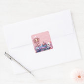 Sticker Carré Halloween rose Kawaii (Enveloppe)