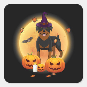 Sticker Carré halloween rottweiler cadeau joli drôle halloween