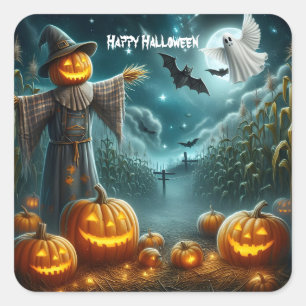Sticker Carré Halloween Scarecrow