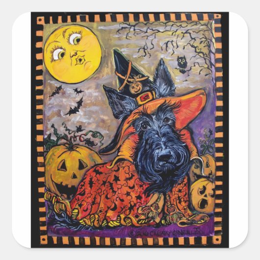 Sticker Carré Halloween Scottie (Devant)