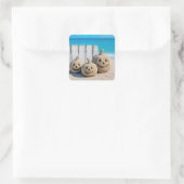 Sticker Carré Halloween Seashore Sand Jack o' Lanterns  (Sac)