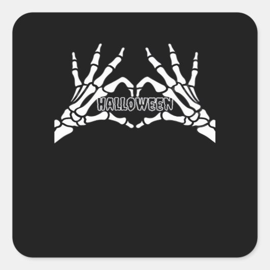 Sticker Carré Halloween - Skeleton Hands Heart (Devant)