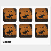 Sticker Carré Halloween Sorcière cheval et Rider mignonne Éffray (Feuille)